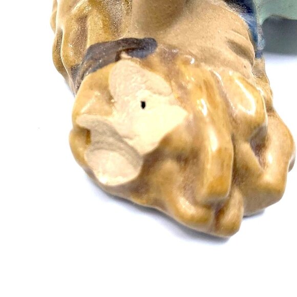 Vintage Mudmen Chinese Man Seated Wood Logs Hat On Back Axe Blue Top Knot Shiwan - Picture 7 of 7